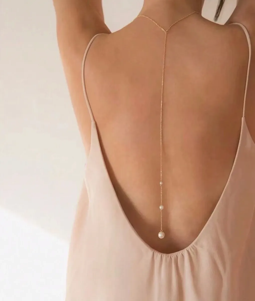 Faux Pearl Chain Backless Necklace